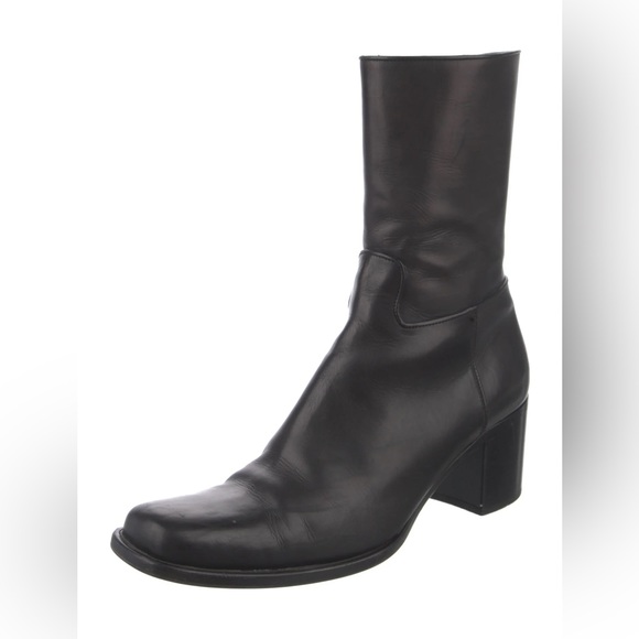 Prada Shoes - Prada Mid Calf Leather Boot